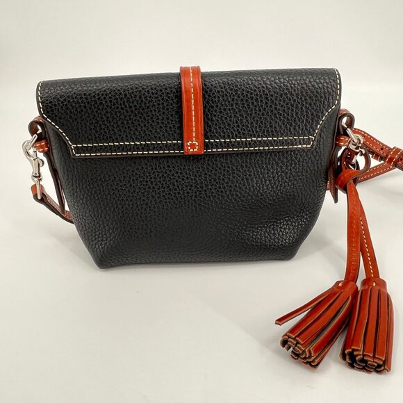 Dooney & Bourke Mini Cambridge Crossbody Black Pebble Leather Saddle Bag - Picture 2 of 16